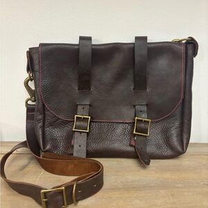 Handmade Leather Messenger Bag- Crossbody bag with Smaller leather Chained Pouch